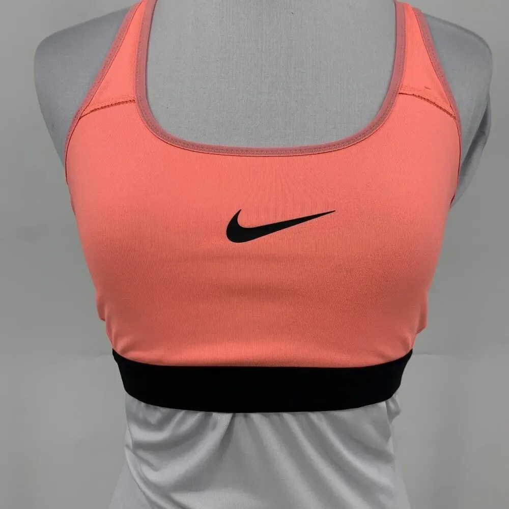 Nike Sports Bra Womens S Small Salmon Black Dri Fit Open Crossback‎ Unpadded